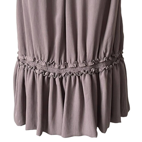 VICTORIA’S Secret Taupe Crinkled Lace Halter Tank Top S/P Ruffled Hem Semi Sheer - Picture 2 of 9